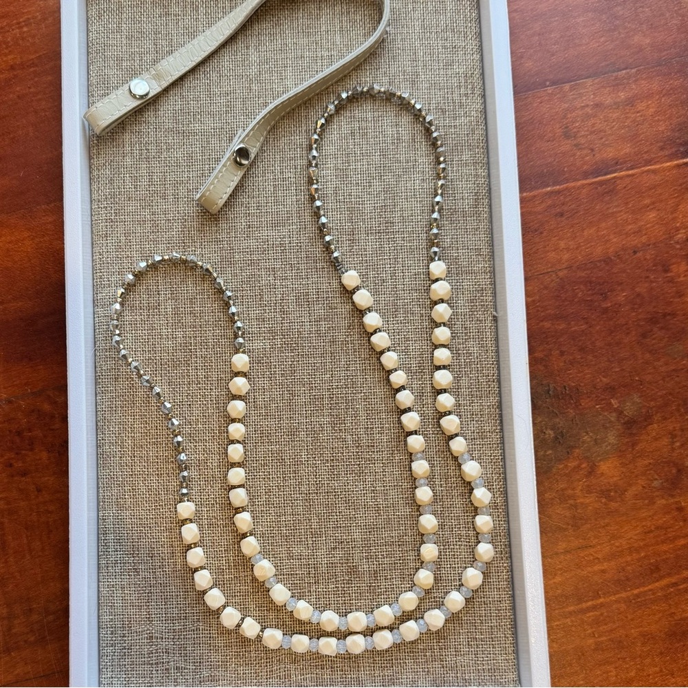 Noonday Collection Cream and Silver Beaded Necklace with Extender